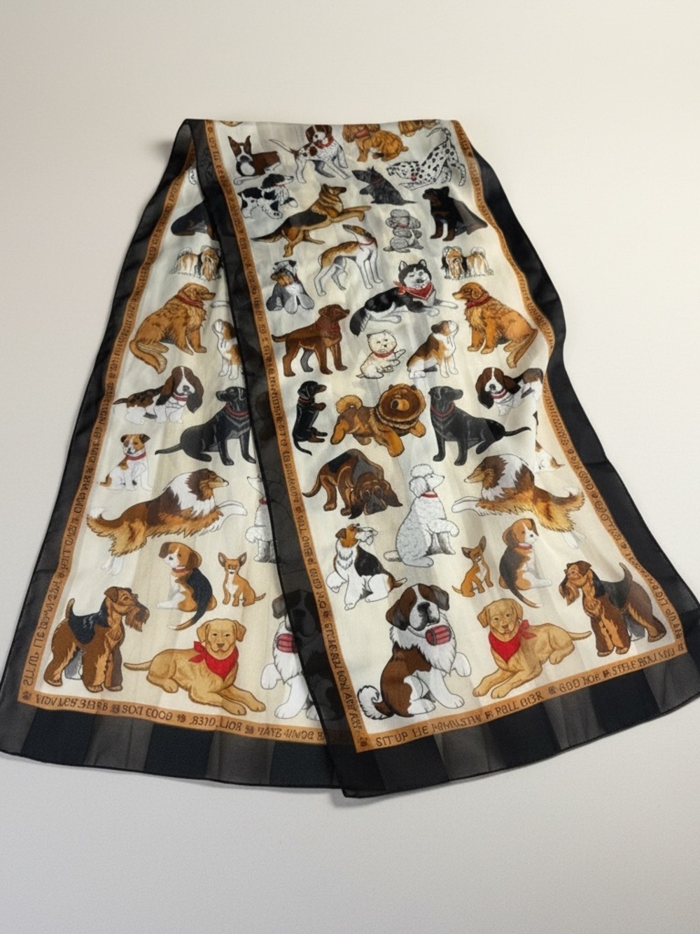 Vintage Style Multi Breed Dog Novelty Scarf Stripe 13x56